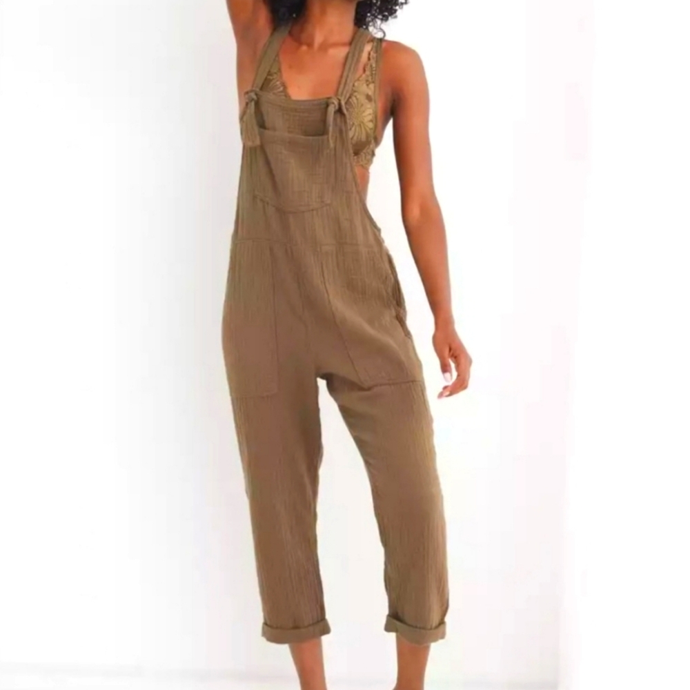 Aerie tie knot gauze overalls